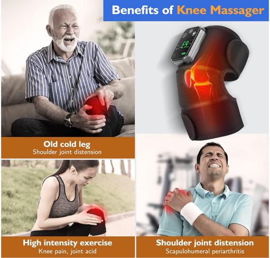 Heated Knee Massager & Brace Wrap, Vibration Heating Pads, 3 Adjustable Intensities & Temperatures, Elbow/Shoulder Relax, Black