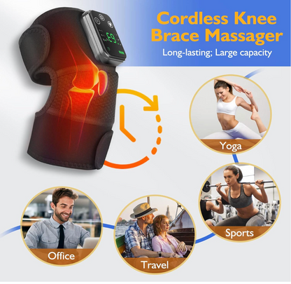 Heated Knee Massager & Brace Wrap, Vibration Heating Pads, 3 Adjustable Intensities & Temperatures, Elbow/Shoulder Relax, Black